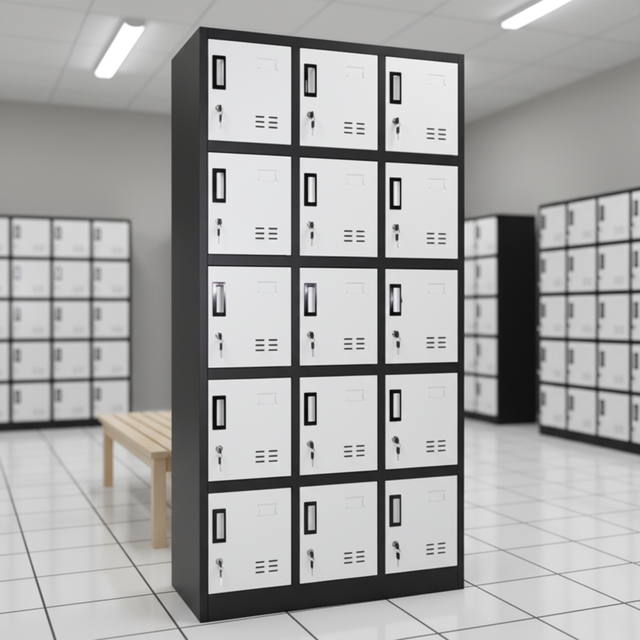 15-Door Modern Steel Locker Cabinet Home Gym School Storage Cabinet Bedroom Furniture Wardrobe Cabinet in Bedrooms Warehouses