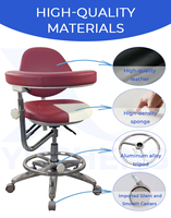 Tabouret d'assistant dentaire à 3 leviers de réglage, accoudoir unique, mousse moulée haute densité, plusieurs options de couleurs pour clinique dentaire