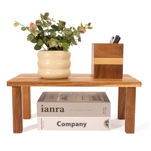 Wooden Desktop Storage Shelf Acacia Wood Rectangle Multipurpose Organizer Office <b>Desk</b> Rack - Product Image 1