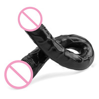 Gode énorme de taille super longue de 43 cm Xxl Jouets érotiques Gode en caoutchouc réaliste Gode vibrant noir à double tête
