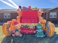 Château gonflable géant de Noël avec toboggan et luge de Père Noël, combo de château gonflable pour l'intérieur et l'extérieur