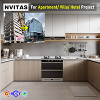 Meubles de cuisine modulaires modernes en bois NVITAS avec plan de travail stratifié finition blanche pour projets de centres commerciaux, hôtels, appartements et villas