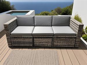 Juego <span class=keywords><strong>de</strong></span> sofá <span class=keywords><strong>de</strong></span> ratán modular gris Mel que ahorra espacio | Sofá otomano/Almacenamiento <span class=keywords><strong>de</strong></span> mesa | Salón <span class=keywords><strong>de</strong></span> 6 plazas con vistas al <span class=keywords><strong>mar</strong></span> Villa Patio - Product Image 3