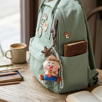 Porte-clés en peluche rond personnalisé, motif clown mignon, ultra-léger, respirant, doux, breloque de sac à dos, ornement suspendu à cheveux bouclés, vente en gros