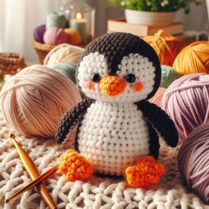 Crochet hoàn thành dễ thương chim cánh cụt plushie <span class=keywords><strong>handmade</strong></span> Crochet phim hoạt hình động vật dệt kim Amigurumi chim cánh cụt Keychain - Product Image 6