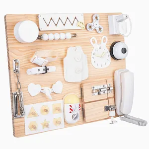 Planche d'activités sensorielles Montessori en bois blanc pour enfants en bas âge, jouets d'apprentissage