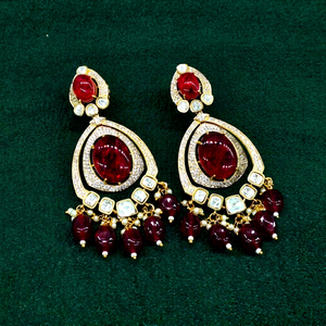 09283Kundan <b>Dangle</b> <b>Earrings</b> Doublet stone <b>earrings</b> <b>Gold</b> Plated Brass Oval Stone <b>Dangle</b> <b>Earrings</b> for Women Party Jewelry - Product Image 1