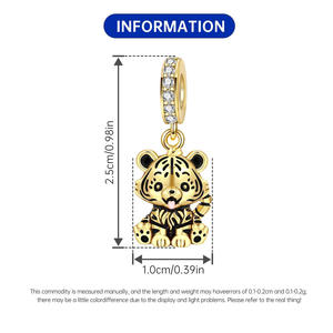 Pendentif tigre mignon en laiton blanc, polyvalent et facile à assortir, accessoire de bracelet DIY, stock direct usine pour femmes - Product Image 2