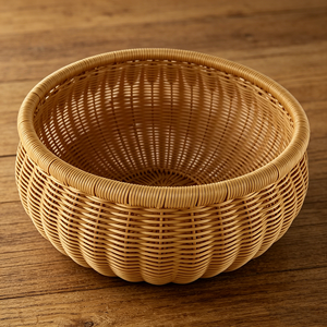 Corbeille de rangement ronde en rotin PE de qualité alimentaire, plateau tressé pour fruits, légumes, collations, présentation sur table, stockage alimentaire - Product Image 2