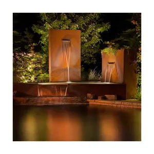 Bassin d'eau d'extérieur en acier, fontaine d'eau décorative pour jardin