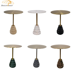 Luxe Vrije Tijd Ronde Bistro Tafel Moderne Travertijn Bijzettafel Balkon Woonkamer Salontafel Voor Kleine Ruimtes - Product Image 1