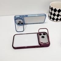 Coque de téléphone transparente en TPU PC avec support métallique pour appareil photo et pare-chocs en acrylique pour iPhone 18 17 16 15 Pro Max Air Plus