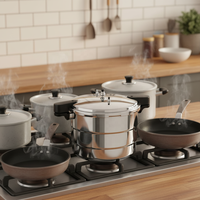 Ensemble de cuisinière à gaz en aluminium anti-explosion haute pression non électrique, écologique, avec conteneur de rangement de cuisine, prix raisonnable