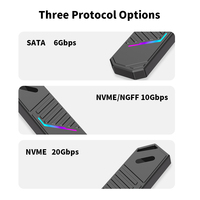 M.2 NGFF NVME SSD involucro del disco da M2 a tipo-C SATA/PCIE SSD involucro doppio protocolli M2 SSD custodia adattatore Rack con RGB