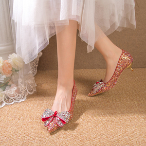 รองเท้าเจ้าสาวแบบส้นบาง ดีไซน์หรูหรา ราคาโรงงานถูก สำหรับงานแต่งงาน - Product Image 5
