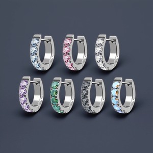 Huggie Earrings Zircon Inlay Zinc Alloy U Shaped Geometric Party Jewelry Unisex Pierced Ears Fashion Cuff Earrings - Product Image 1