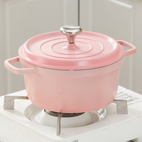 JEETEE Casserole en fonte multicolore Batterie de cuisine en fonte émaillée de couleur Marmite en fonte pour four hollandais avec couvercle