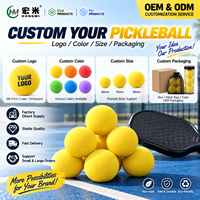 Ballon de pickleball en mousse de 70 mm sans trou, en éponge solide, pour entraînement à domicile, fabrication sur mesure avec logo et couleur, vente en gros