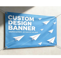 Bannière en vinyle personnalisée, design dégradé chaud, cadre circulaire géométrique, bannière en PVC imprimée sur mesure pour la promotion des entreprises et des magasins