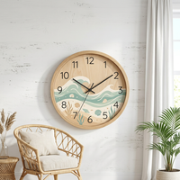 Jam Dinding Kayu Bulat Motif Labu Aquarel Kustom 25cm 10 Inci Dekorasi Rumah Musim Gugur Thanksgiving Pabrik OEM ODM