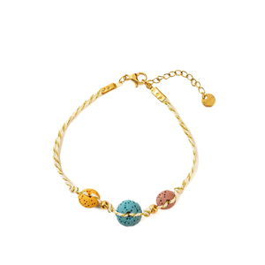 Fashion <b>Beaded</b> <b>Bracelet</b> 316L Stainless Steel PVD <b>Gold</b> Plating Sustainable Resistant Multi Color Beads - Product Image 2