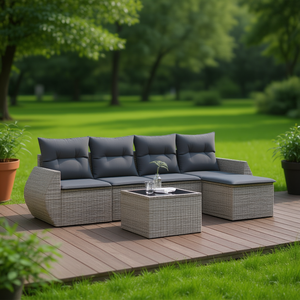 ชุดโซฟาสวนสีเทา รุ่น D0100X3RIY8 เฟอร์นิเจอร์กลางแจ้งสำหรับนั่งพักผ่อน - Product Image 2