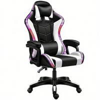 Chaise de jeu inclinable avec éclairage LED RVB, chaise de bureau pivotante en cuir, chaise de jeu de course avec haut-parleurs, vente en gros