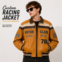 Blouson en cuir vintage pour homme, personnalisable avec broderie, style moto, bomber de course, patchs Letterman – Usine de vêtements OEM ODM