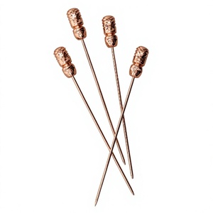Palillos de Cóctel Metálicos Vintage con Diseño de Cabeza Tiki, Herramientas de Bar Reutilizables para Decoración de Cócteles, Palillos de Cóctel Hechos a Mano - Product Image 1