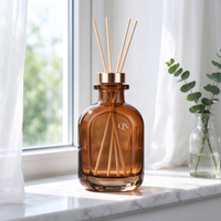 Vente en gros de flacons diffuseurs en verre ambré de 150 ml et 200 ml avec bouchon en métal doré, fond épais, flacon aromatique vide pour décoration de cadeaux
