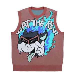 カスタムロゴメンズセーターベストプルオーバージャカード柄セーターノースリーブニットトップメンズニットセーターベスト - Product Image 5