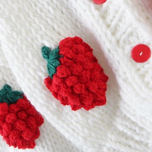 Chunky Handmade Oversize Knitted Sweater 3D Hand Knit <strong>Strawberry</strong> Cropped Cardigan for Plus Size Women Winter Short <strong>Top</strong> - Product Image 5