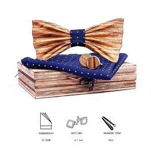 Coffret cadeau de luxe pour homme avec nœud papillon en bois 3D à <span class=keywords><strong>pois</strong></span> et boutons de manchette carrés - Product Image 2