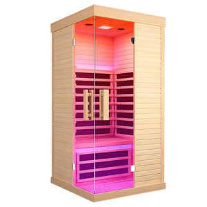 ساونا بالأشعة تحت الحمراء البعيدة ذات طيف كامل مع ضوء أحمر، ساونا بخارية محمولة للصالة الرياضية مع دش، للاستخدام الخارجي والداخلي، ساونا خشبية بتصميم ألماني - Product Image 1