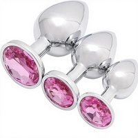 Akstore Ensemble de 3 plugs anaux de luxe au design de bijoux (rose)