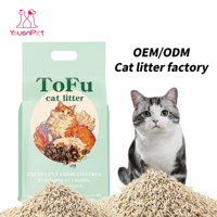 YousnPet Vente en gros de litière pour chat en tofu naturel, haute absorption, agglomération rapide, sans poussière, fabrication OEM ODM, étiquette privée