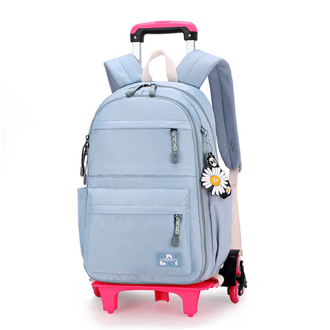 Wholesale Retail Large Capacity School Retail Rolling Backpack Thickening Detachable School Trolley Backpack for Youngster