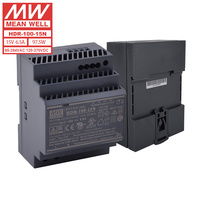 Alimentation électrique Mean Well HDR-100-15N ultra-mince à sortie unique AC-DC 15V 6.5A, entrée 85-264VAC, efficacité 89%, montage sur rail DIN