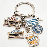 Porte-clés vintage en alliage de zinc avec breloques drapeau et carrousel, souvenir de Munich
