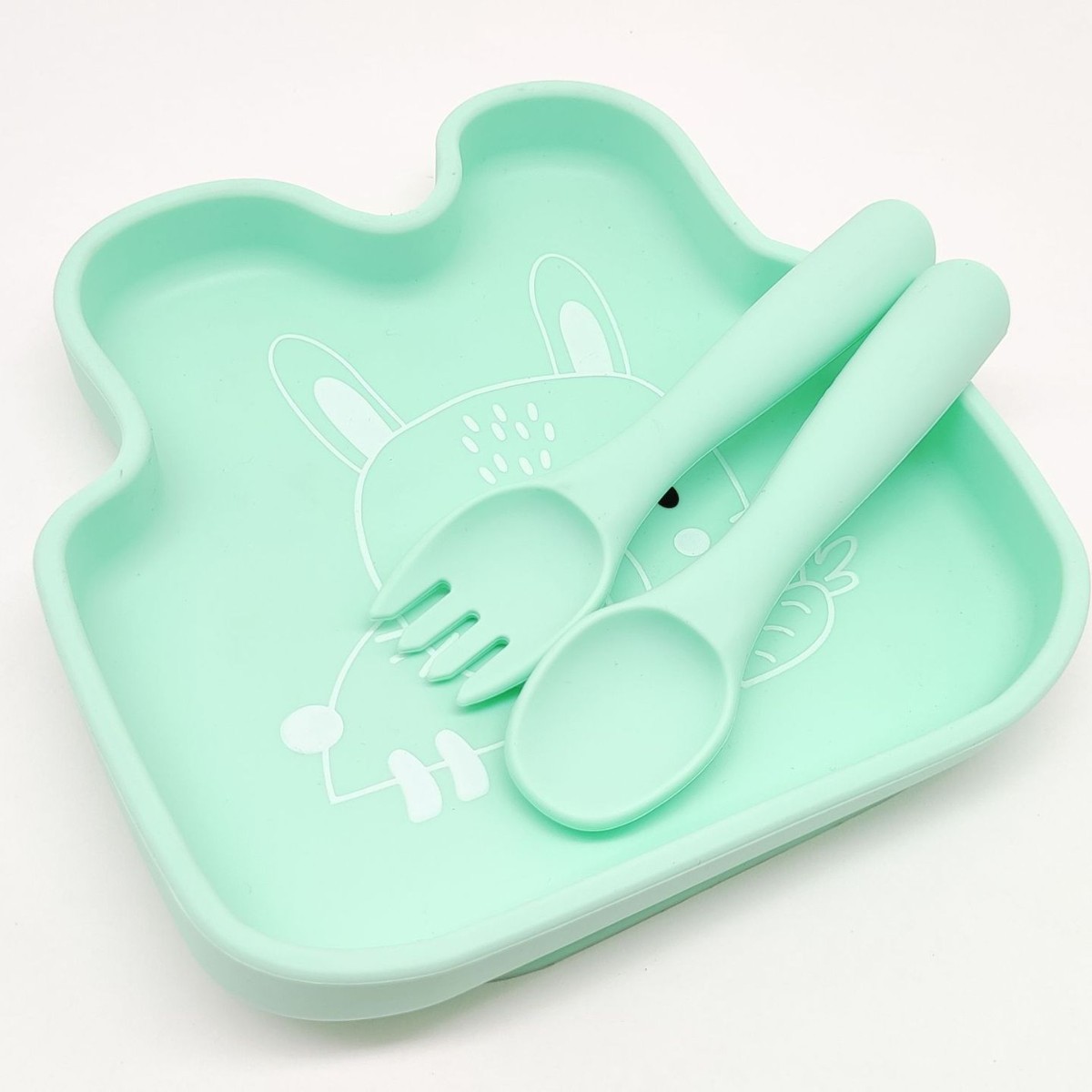 Assiette Lapin, Vert Menthe