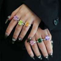 Bagues tendance en argent sterling 925 avec diamant taille radiant 10 mm*12 mm, pour usage quotidien, émeraude bleu roi vert, bagues en zircone cubique 5A