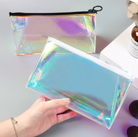 Tas Zipper PVC Ramah Lingkungan yang Dapat Disesuaikan, Dicetak Laser, untuk Kemasan Pakaian, Kosmetik, dan Perhiasan