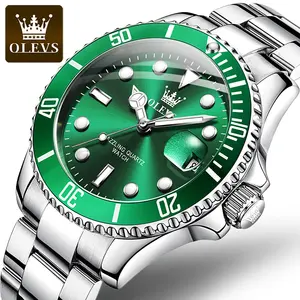 패션 비즈니스 남자 손목 시계 OLEVS 브랜드 5885 스테인레스 스틸 스트랩 석영 방수 아날로그 시계