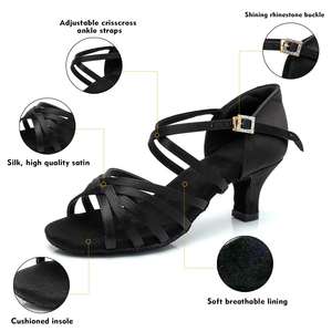 Zapatos de Baile Latino de Satén con Cordones <span class=keywords><strong>para</strong></span> Mujer, Correas Ajustables en el Tobillo, Transpirables, Cómodos, con Hebilla de Pedrería, <span class=keywords><strong>Plataforma</strong></span> y Tacón Alto - Product Image 2
