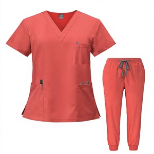 Tenues d'infirmière : Ensemble de blouses à col en V et pantalons jogger, vêtements de travail chirurgicaux, tenue d'infirmière, vêtements de travail pour dentistes, vêtements de travail pour médecins d'hôpital - Product Image 1