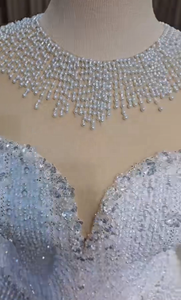 Su misura lussuoso Plus <span class=keywords><strong>Size</strong></span> abito da sposa abiti da sposa per la sposa sirena illusione collo trasparente di pizzo in rilievo - Product Image 3