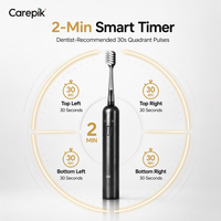 Brosse à dents Carepik en aluminium, poils souples, élimination de la plaque dentaire, professionnelle, batterie rechargeable, étanche IPX7, sonique magnétique