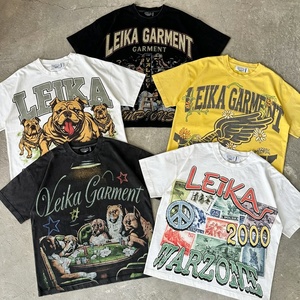 T-Shirt Oversize da <span class=keywords><strong>Uomo</strong></span> OEM Streetwear con Spalle Cadenti, Personalizzata in Cotone Pesante con Stampa Grafica Vintage - Product Image 1