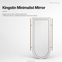 Kingstin Miroir Salle de Bain LED Cadre Inox Anti-Buée Tactile Intelligent Variable 3 Couleurs Miroir Mural Arche