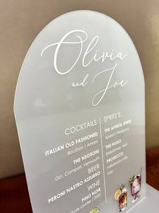 Personalizado 3mm acrílico duro blanco boda Bar signo boda Bar menú firma bebidas con soporte de número de mesa - Product Image 2